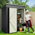 thumbnail image 5 of 5'x3' Outdoor Storage Shed, Lofka Metal Storage Tool Shed with Single Lockable Door, for Bike| Garden Tools| Patio, Grey, 5 of 10