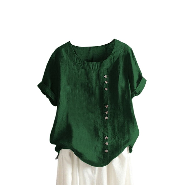 Gupgi Hauts pour Femmes, Couleur Unie Col Rond Manches Courtes T-Shirt Chandail