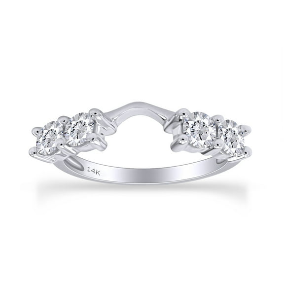 5/8 CT Round Cut Natural White Diamond Enhancer Gurad Wedding Ring For Women In 14K Solid White Gold (I-J Color, I1-I2 Clarity, 0.62 Cttw) IGI Certified