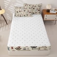 thumbnail image 4 of Erosebridal Neutral Pet Woof Paw Print Zipper Full Size Comforter Sets with Fitted Sheet and 2 Pillowcases,Tone Dog Bone Letter Zipper Bedding Set For Boys,Reversible,4-Piece, 4 of 7