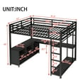 thumbnail image 3 of Newest Workstation Loft Teens and Adults Productive & Organized Metal Queen Loft Bed with L-Shaped Desk and Wardrobe, Black, 3 of 15