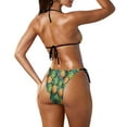 thumbnail image 3 of Suhoaziia Women Swimwear 2 Piece String Triangle Halter Neck Top Beachwear,Pineapple Leaf V Neck Ruched Ruffle Bikini Underwear Size 2XL String Sexy Bathing Suit, 3 of 6