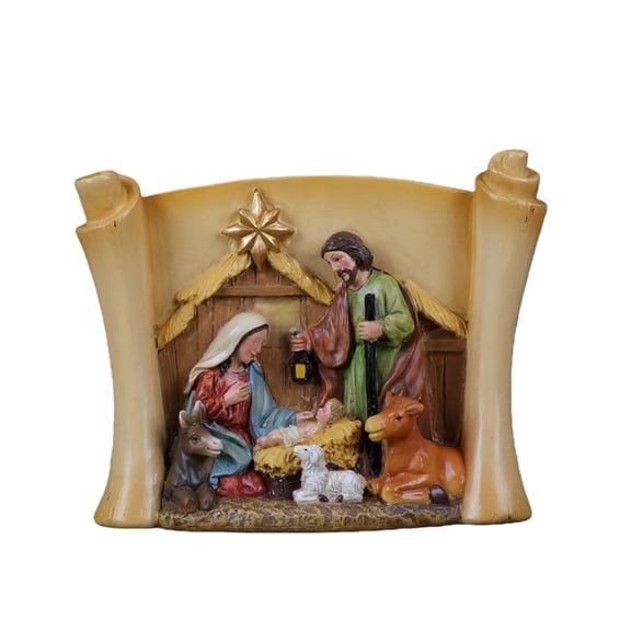 Mini Easter Nativity Set - Small Tabletop Nativity Scene with Resin Figures, Little People Nativity Set for Indoor Decor, Christian Religious Figurines & Easter Nativity Scene Decor