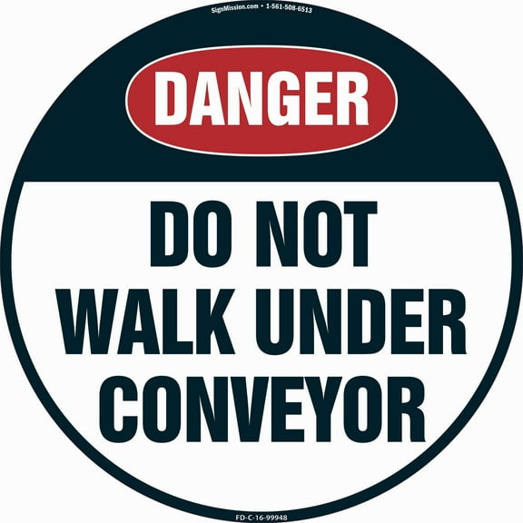 Do Not Walk Under Conveyor Non-Slip Floor Marker | 3 Pack of 16" Circle Vinyl Decal | Protect Your Business, Work Place & Customers |  Made in The USA