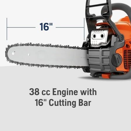 130 Gas Powered Chainsaw, 38-cc 2-HP, 2-Cycle X-Torq Engine, 16 Inch Chainsaw with Automatic Oiler, For Wood Cutting and Tree Pruning