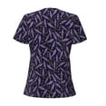 thumbnail image 4 of Naloa Lavender Flowers Print T-Shirts Short Sleeve V Neck Tees for Women Fashion Tops Trendy Lightweight Soft Casual Summer Outfits Clothes, 4 of 5