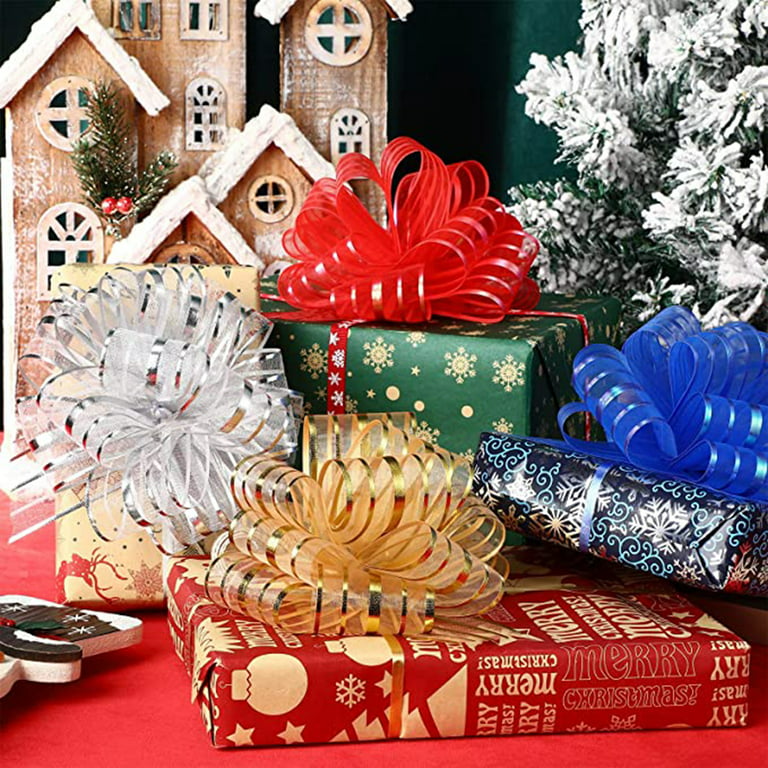 Dishaur 30pcs Large Organza Christmas Pull Bows for Gift Wrapping