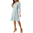 thumbnail image 4 of INSPIRE CHIC Women's Floral Print V Neck 3/4 Sleeves Casual A Line Midi Dress, 4 of 6