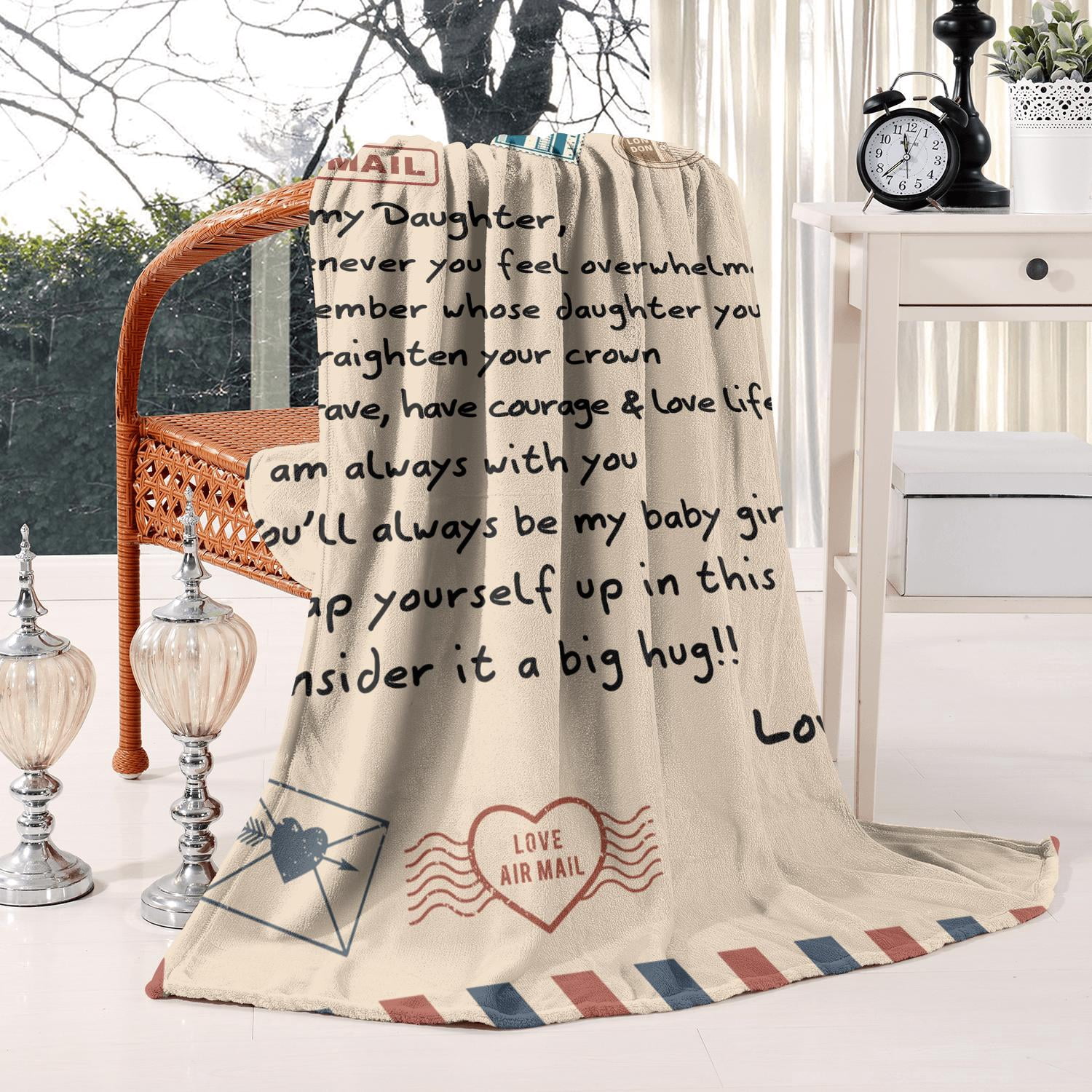 „To My Daughter“ Brief-Decke – Personalisierte Flauschdecke Als Geschenk Von Mama/Papa, 152x203 Cm