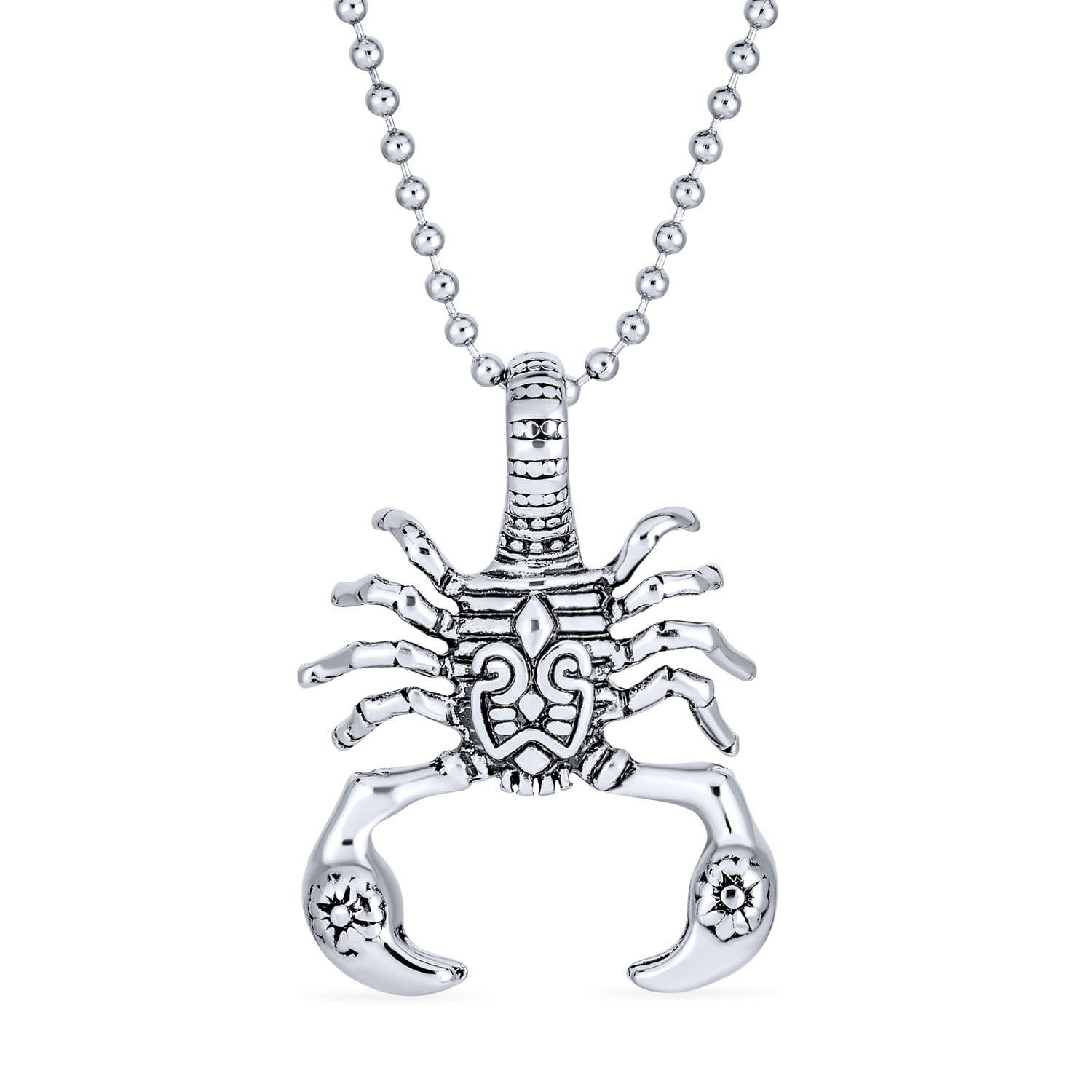 Bling Jewelry Tribal Zodiac Scorpion Pendant Necklace for Men Silver