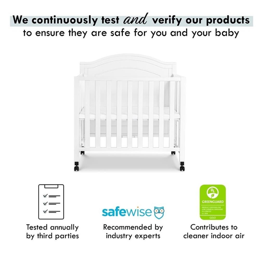 DaVinci Charlie Folding Portable 3-in-1 Mini Crib in White