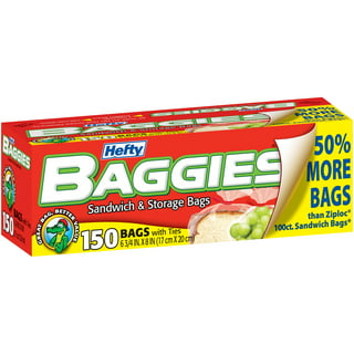  Hefty Baggies Food Storage Bags, Gallon Size, Twist Tie, 75  Count (Pack of 9), 675 Total : Health & Household