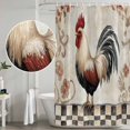 thumbnail image 4 of White Retro Rooster Shower Curtain Set - Long 72" x 84" Washable Bathtub Curtain with 12 Hooks, Watercolor Pastoral Animals Plaid Waterproof Fabric Stall Shower Curtains for Bathroom/Bathtub Décor, 4 of 6