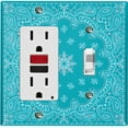 thumbnail image 1 of Metal Light Switch Plate Cover Teal Floral Bandana Paisley Tile Pattern TIL051, 1 of 13