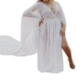 thumbnail image 1 of Robe pour Femmes Enceintes Unie en Dentelle Florale Longue Longue à Manches Évasées Robe de Maternité, 1 of 6