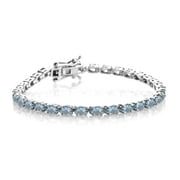 GEMSTONE UNIVERSE Oval Shape 5x3 mm Blue Aquamarine Eternity Tennis Bracelet 7.5 Inch 925 Sterling Silver March Birthstone Month Gemstone Jewelry Women Gift For Her Wedding Anniversary Birthday Gift