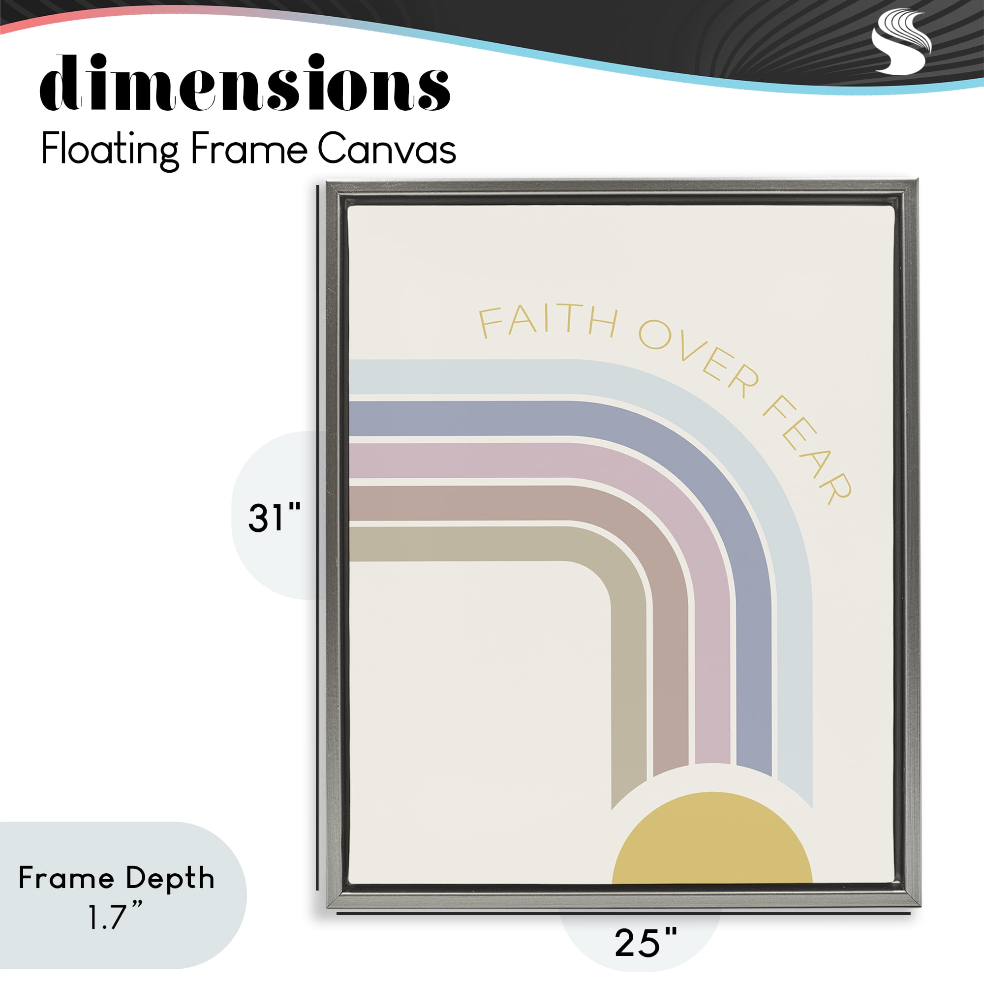 Stupell Industries Faith Over Fear Rainbow Gray Framed Floater Canvas Wall Art, design by SD Graphics Studio