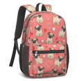 thumbnail image 2 of Pug and Hearts Pink Pattern 17" School Backpacks for Teens,Waterproof Oxford Fabric,S-Shape Padded Straps for School,Travel,Hiking,Camping, 2 of 6