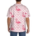thumbnail image 5 of Easygdp Cute Flamingo with Heart Men's Casual Short-sleeved Shirt with Pocket and Button Suitable for Beach Vacation Leisure - 4X-Large, 5 of 7