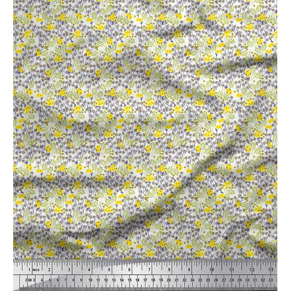 Soimoi Poly Georgette Fabric Flower Artistic Print Fabric by The Yard 52 Inch Wide