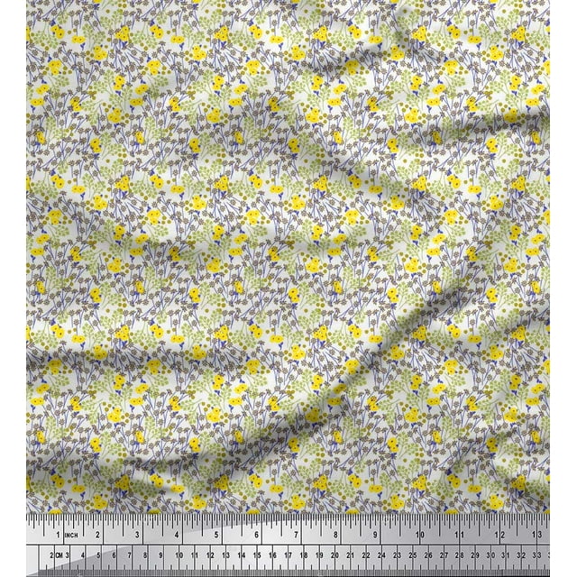 Soimoi Rayon Fabric Flower Artistic Print Fabric by Yard 56 Inch Wide