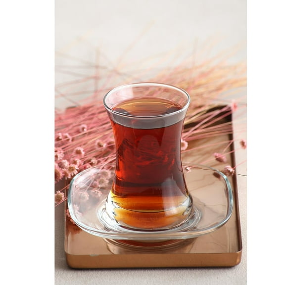LAV Turkish Tea Glasses Set of 6, Authentic Middle Eastern Tea Cups Set, 5.25 oz (155 Cc),