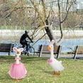 thumbnail image 4 of Easter Spring Goose Costume Set, White Decorative Hat with Ribbon Bow and Pom Poms, Lawn Ornament Clothing Kit, Plush Bird Apparel for Holiday Decor, Seasonal Yard Accessory Set, 4 of 7