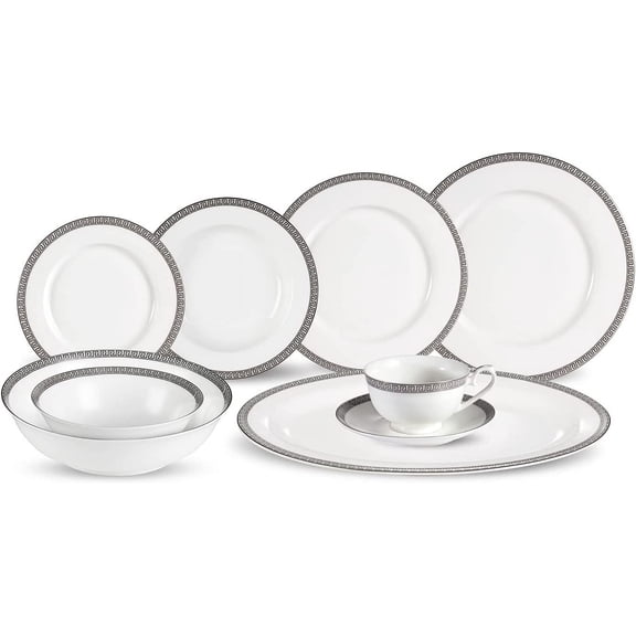 Stylish and Elegant 30 Pieces Bone China Dinnerware Set Service for Hosting Parties and Events for 4 People - Dishwasher safe