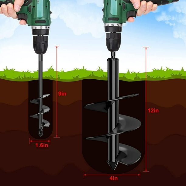 2PCS Auger Drill Bit for Planting Garden Auger Spiral Drill Bit