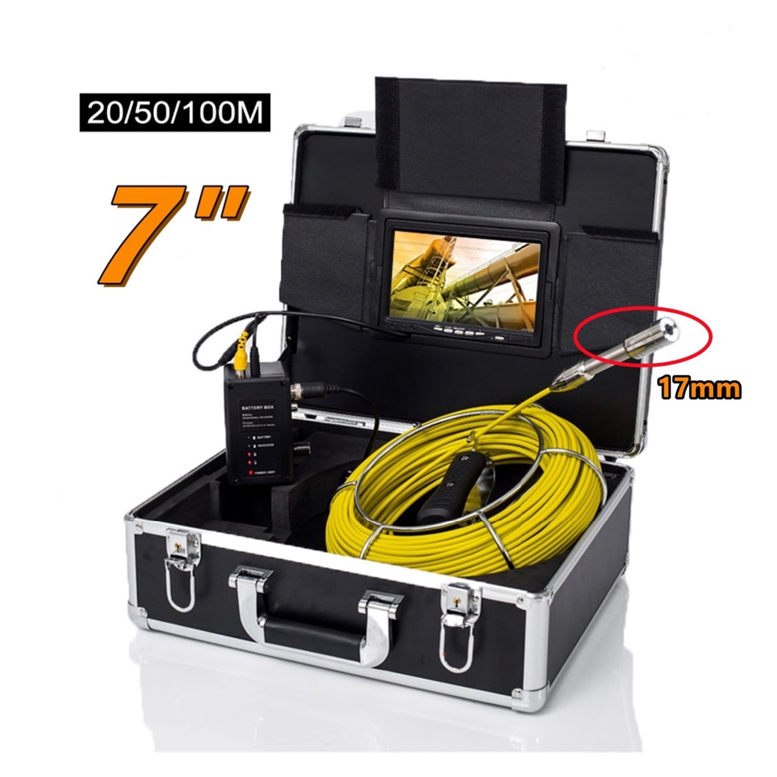 Pipe Inspection Camera DVR 7" Monitor HD 1080P 8GB 20/30/50/100M SYANSPAN 23mm IP68 Drain Sewer Pipeline Industrial Endoscope ,Stunning Clarity