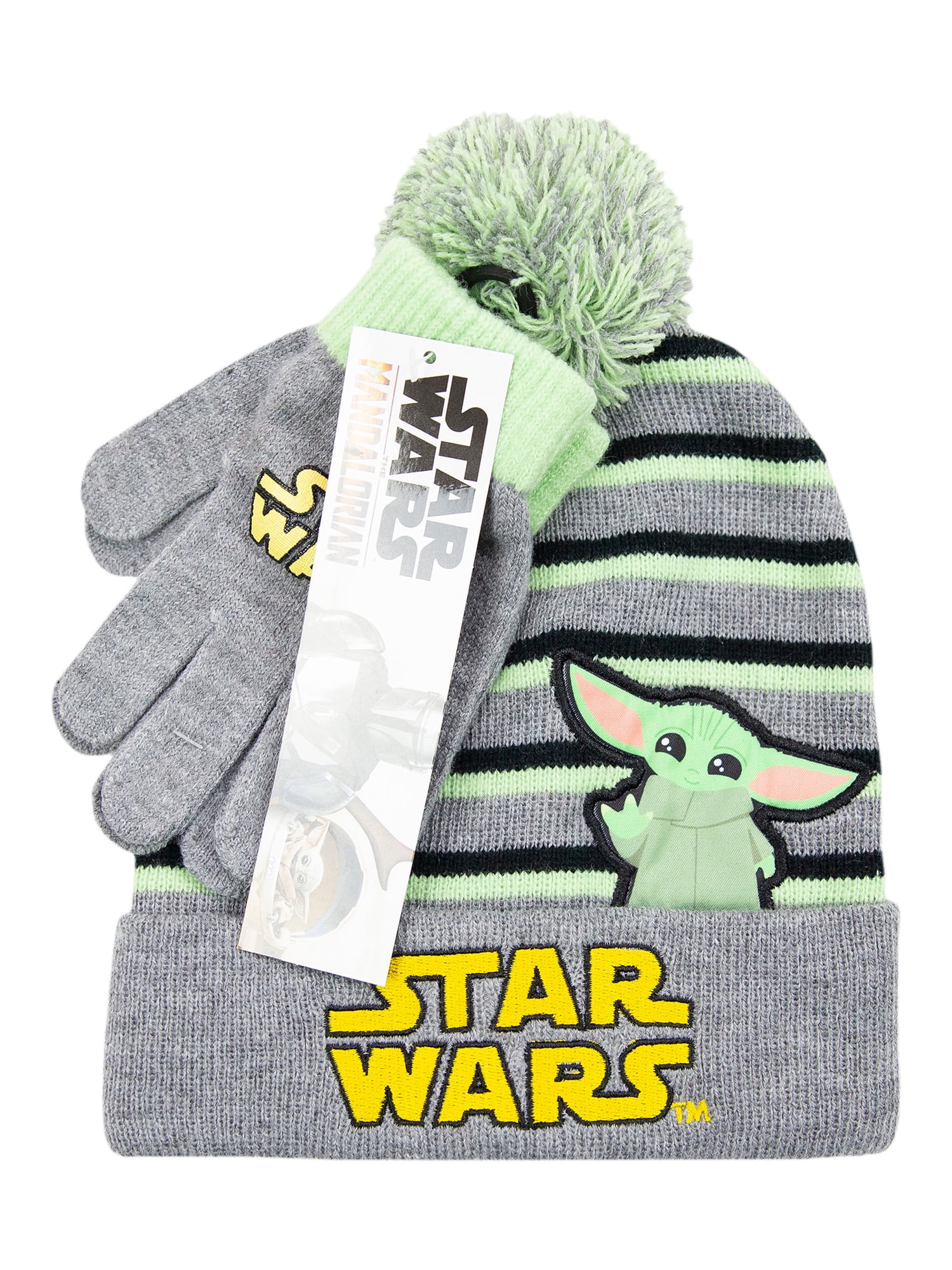 Boys Star Wars Baby Yoda 2-Piece Beanie Style Hat and Glove Set
