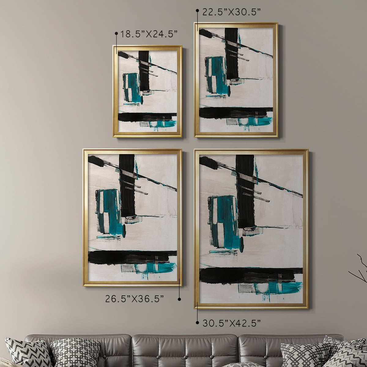 Geometry Notes II Premium Framed Print, in Gold, Black, or Silver - Ready to Hang