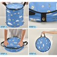 thumbnail image 4 of 50L Extra Large Popup Hamper Collapsible Laundry Basket With Zippered Lid 15.7x18.5in Daisies Clouds, 4 of 7