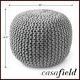 thumbnail image 6 of Casafield Round Pouf Ottoman, Light Gray - 20" Dia x 14.5" High Cotton Knit Foot Stool - Boho Floor Pouffe for Living Room, 6 of 7
