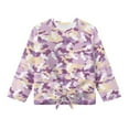 thumbnail image 5 of Xixirimido Camouflage Pink Printed Girls Casual T-Shirt Crew Neck Tunic Tops Long Sleeve Loose Fit Soft Blouse Tie-hem Tees for Fall Winter, Size 9-10, 5 of 7