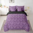 thumbnail image 2 of Manfei Retro Damask 7-Piece Bedding Comforter Set,Vintage Victorian Floral King Bedding Sets,Purple Black Bed Sheets For Men Women,Luxury Bedroom Decor Reversible, 2 of 8