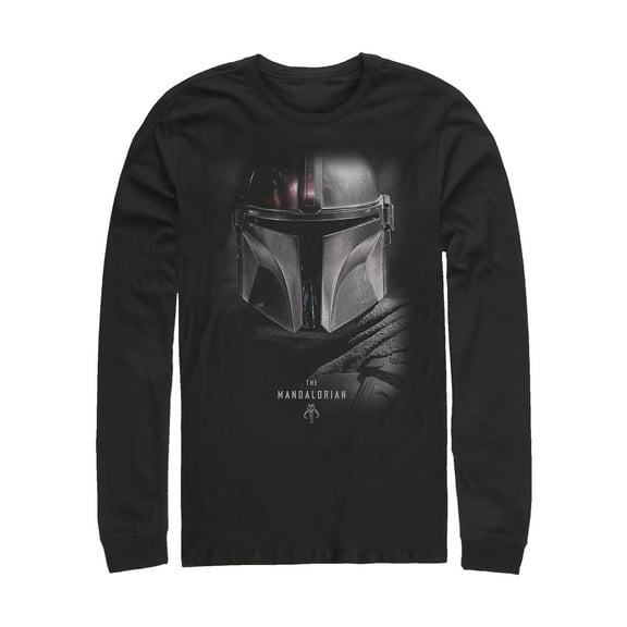 Men's Star Wars: The Mandalorian Bounty Hunter Shadow Long Sleeve Shirt Black Medium