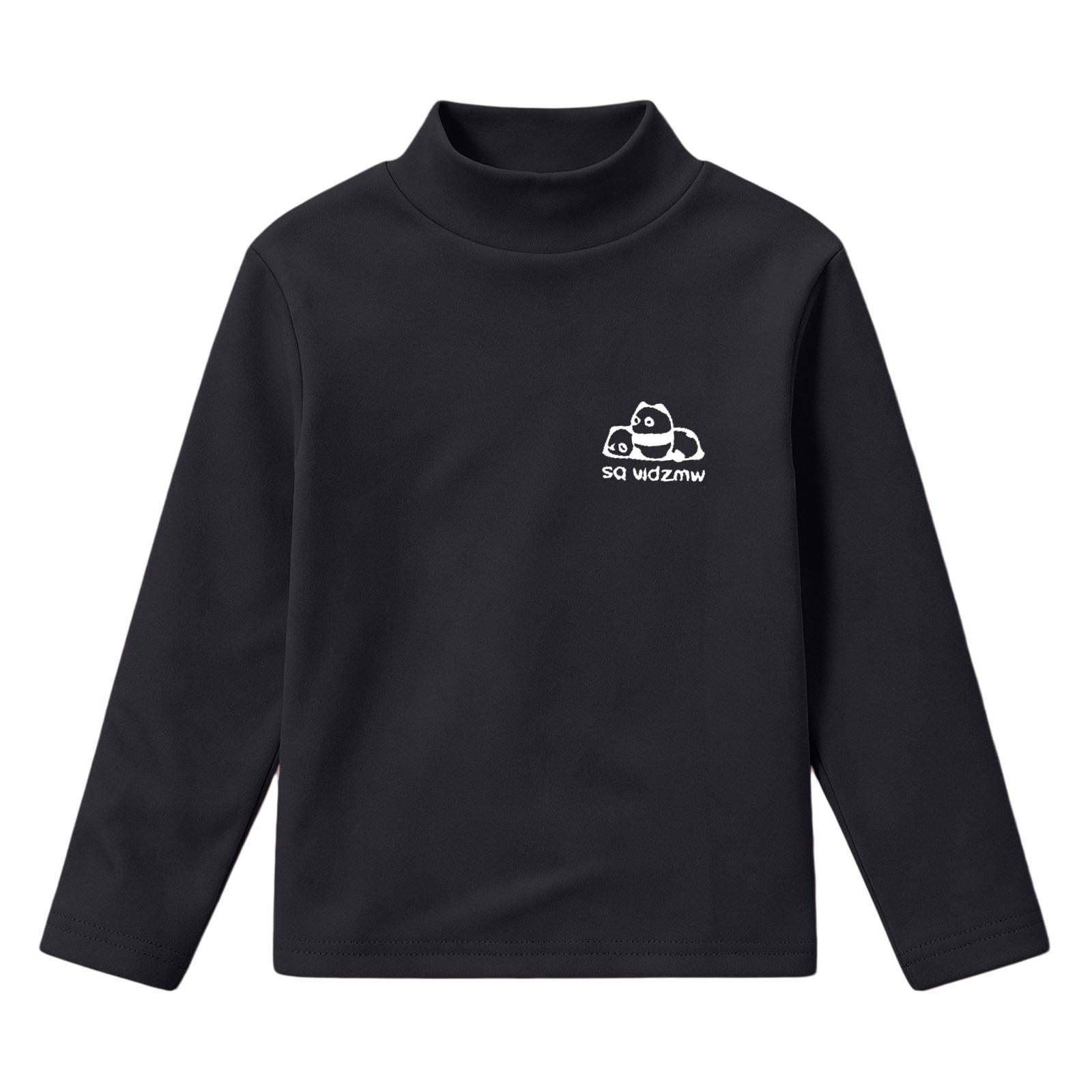 UACY Boys Girls Mock Neck Long Sleeve Shirt with Cartoon Print Casual Base Layer Tee Kids Cute T Shirt Tops for Daily School Wear Clothes (Black 7-8 Years)