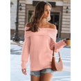 thumbnail image 3 of Womens Off The Shoulder Sweater Oversized Batwing Sleeve Loose Pullover Sweaters Tops, 3 of 13