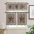 thumbnail image 2 of Kitchen Curtains Valance and Tiers 3 Piece Set, Rustic Texas Western Star Berries Black Buffalo Plaid Rod Pocket Short Window Treatments for Cafe Laundry Room Bathroom 24-Inch Tier Set, 2 of 6