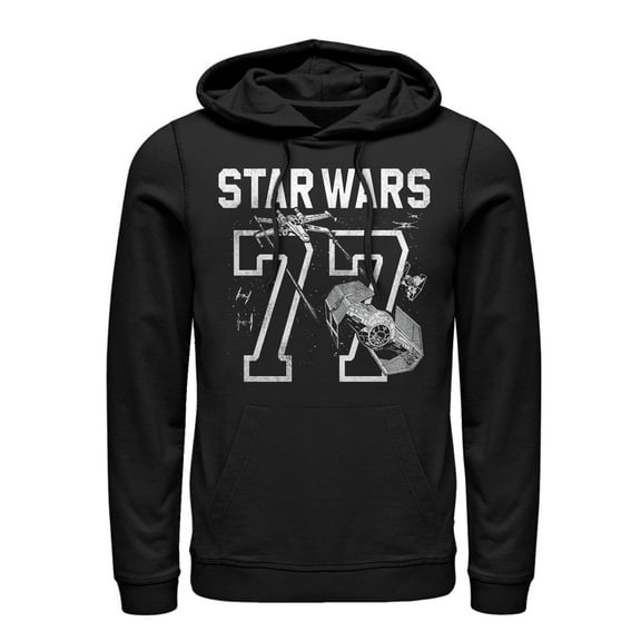 Men's Star Wars X-Wing & Tie Fighter Battle 77 Pull Over Hoodie Black Large