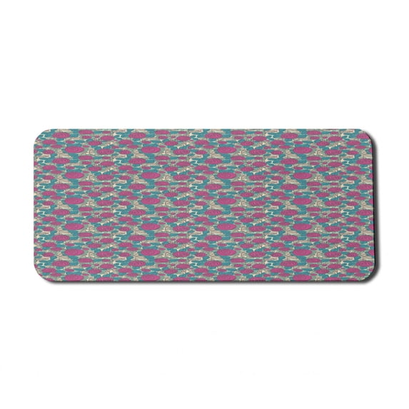 Floral Computer Mouse Pad, Illustration of Vintage Colorful Romantic Roses Drawing Along Leaves Garden Art, Rectangle Non-Slip Rubber Mousepad X-Large, 35" x 15" Gaming Size, Multicolor, by Ambesonne