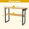 thumbnail image 3 of Gymax 2-Tier Bathroom Shelf w/Towel Rack Solid Teak Wood Freestanding Storage Shelves, 3 of 10