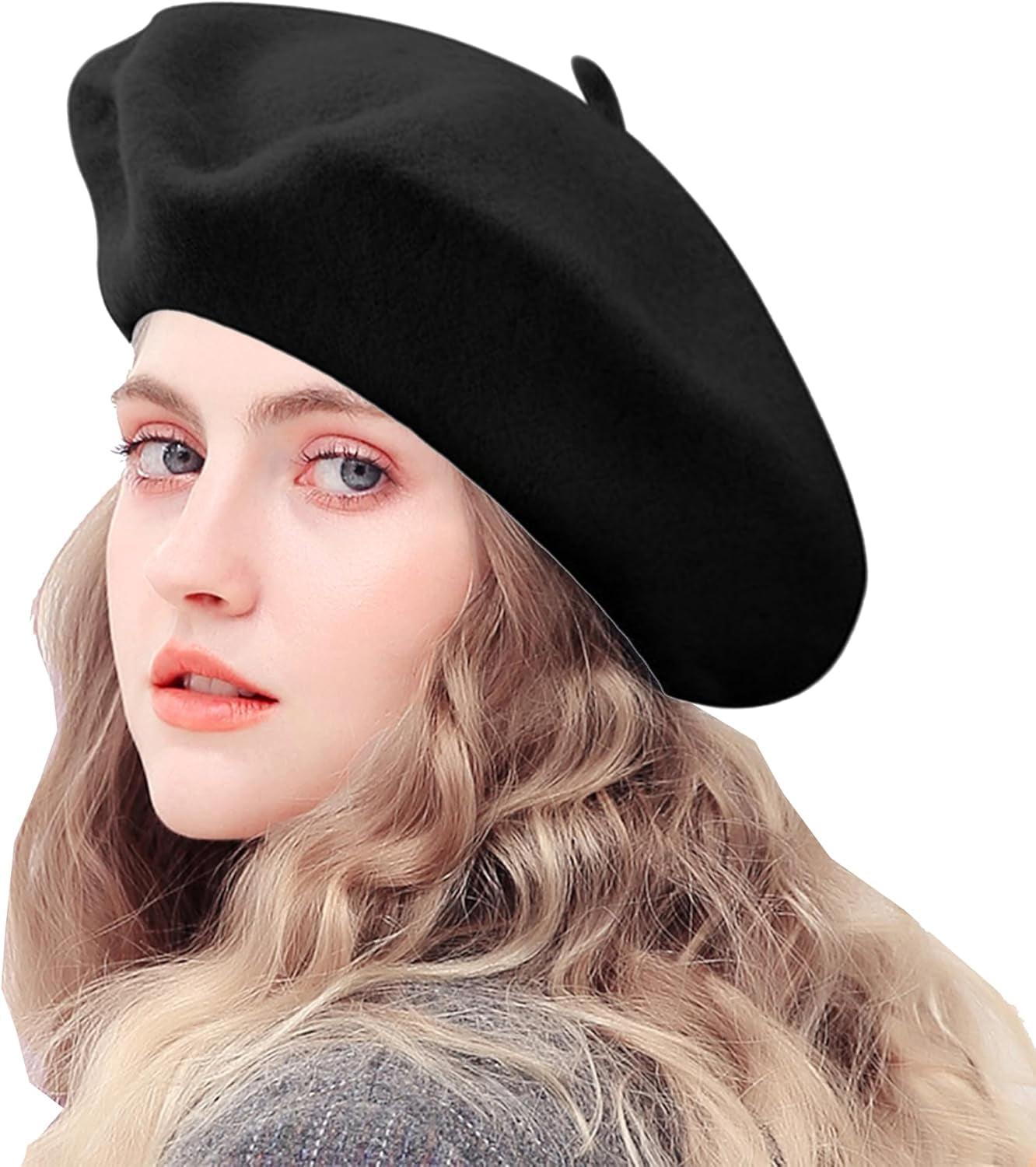 WITHMOONS Acrylic Beret Hat Tartan Check Leather Sweatband 