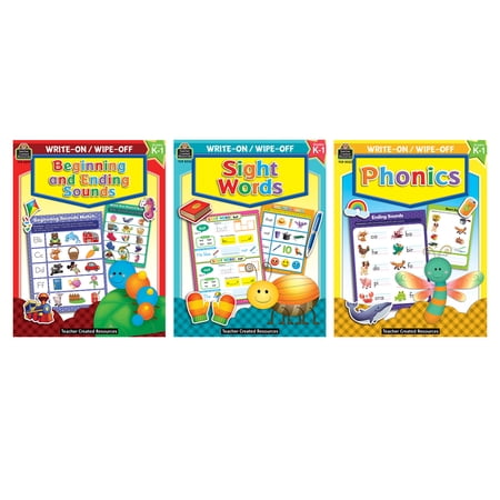 Teacher Created Resources Early Literacy Write & Wipe Activity Book Kit Phonics, Sounds, and Sight Words