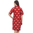 thumbnail image 6 of Bimba Print Red Women Short Sleeve Front Opening Sleepshirt Nightwear - 8, 6 of 8