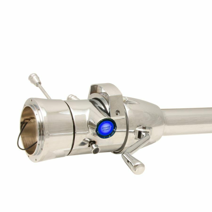 33" Blue Dash Mount Push Button Start Chrome Steering Column Automatic