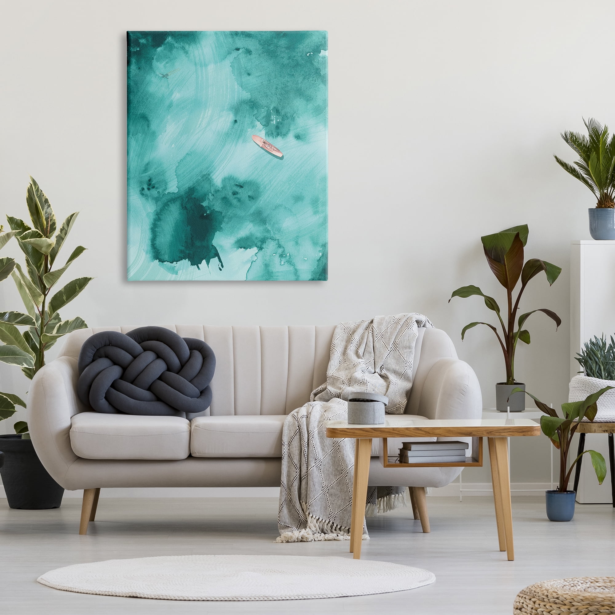 Stupell Industries Surfer Floating On Abstract Green Blue Water, 36 x 48, Designed by Jennifer Paxton Parker