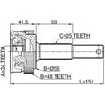thumbnail image 2 of Febest OUTER CV JOINT REAR 24X56X25 # 0210-J10RA48 OEM 39211-EN100, 2 of 2