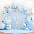 thumbnail image 1 of Kit de arco de guirnalda de globos azules, 141 piezas de globos blancos plateados azules, globos de aluminio plateados 4d, arco de globos de metal macarrón para baby shower de niño, 1er nacimiento, 1 of 5
